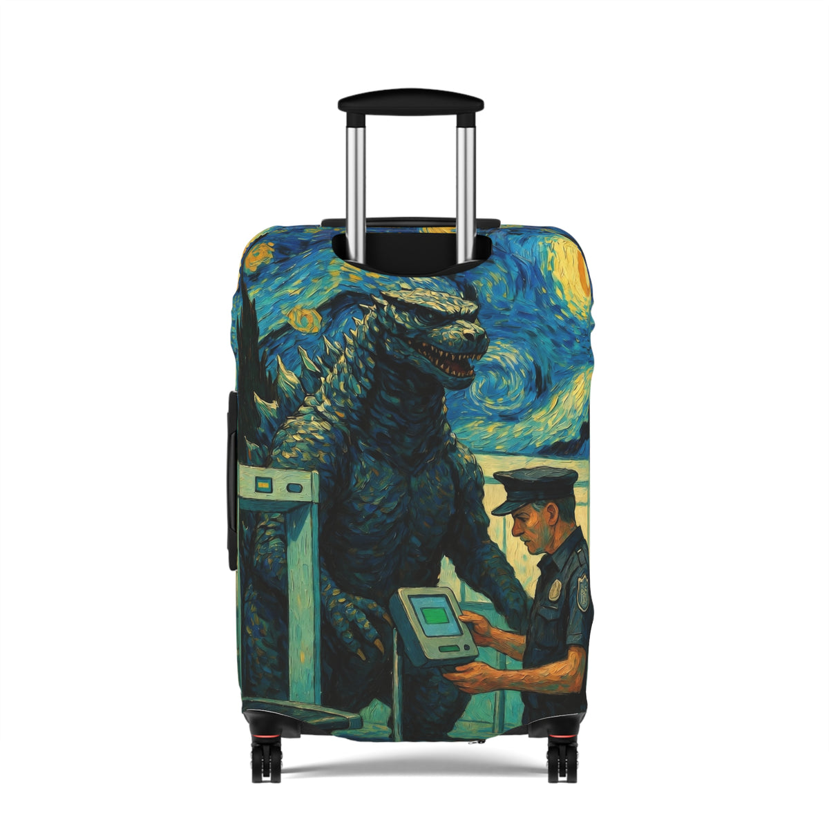 Funny Giant Monster Airport Suitcase Cover | Surreal Night Sky Luggage Protector