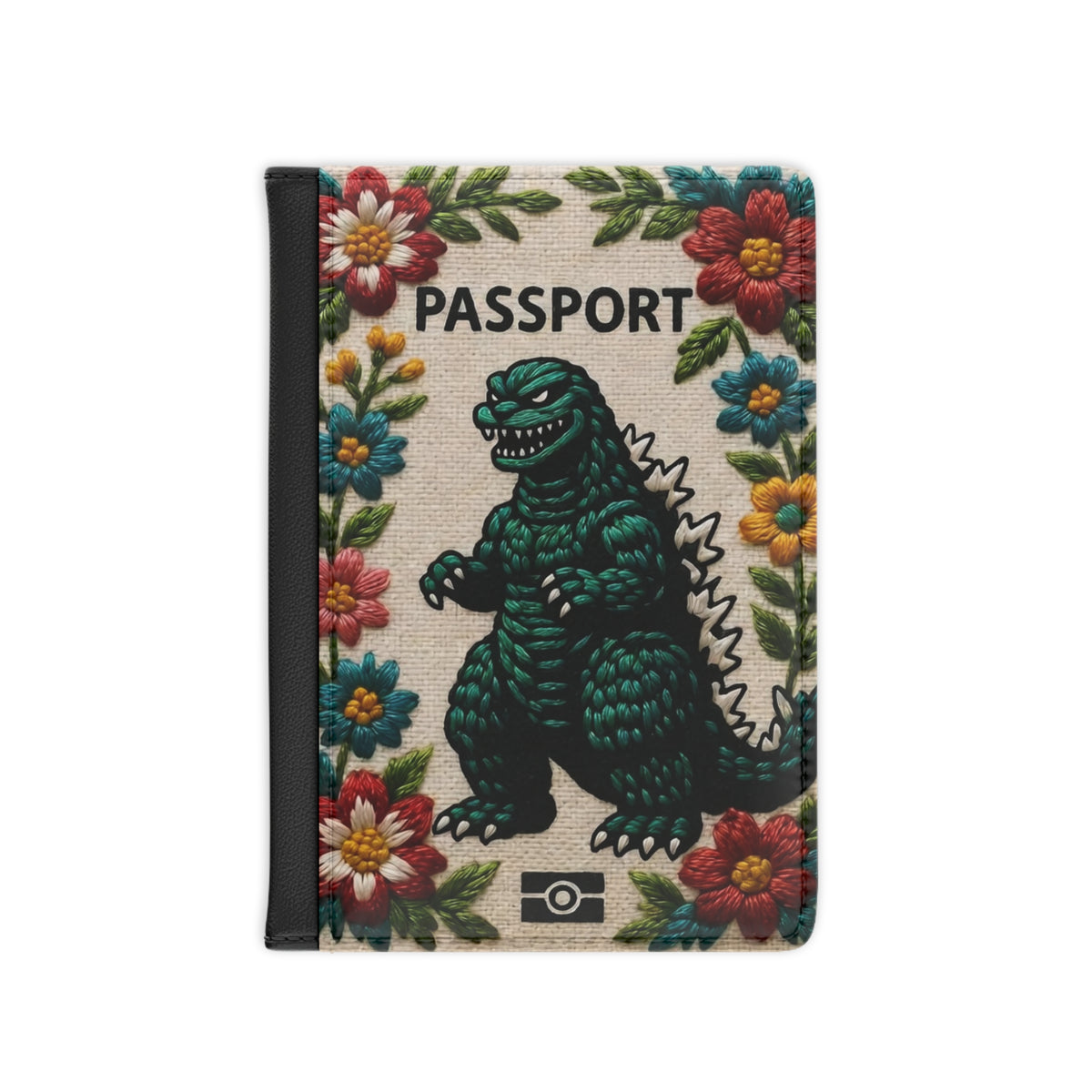 Floral Kaiju Passport Cover - Vintage Monster Travel Wallet | RFID Blocking Passport Holder