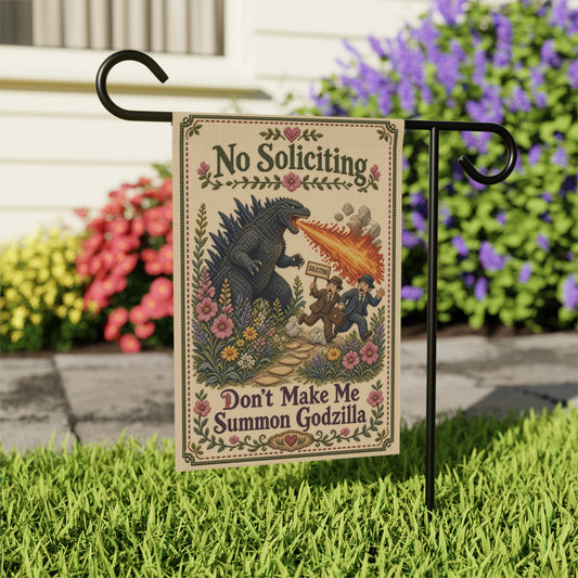 No Soliciting Funny Garden Flag - Don't Make Me Unleash The Giant Monster - Vintage Monster Garden Banner