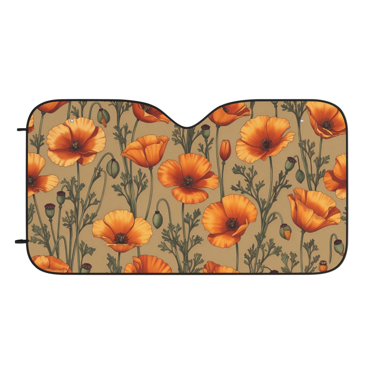 California Poppy Floral Car Sun Shade | Windshield Sunshade
