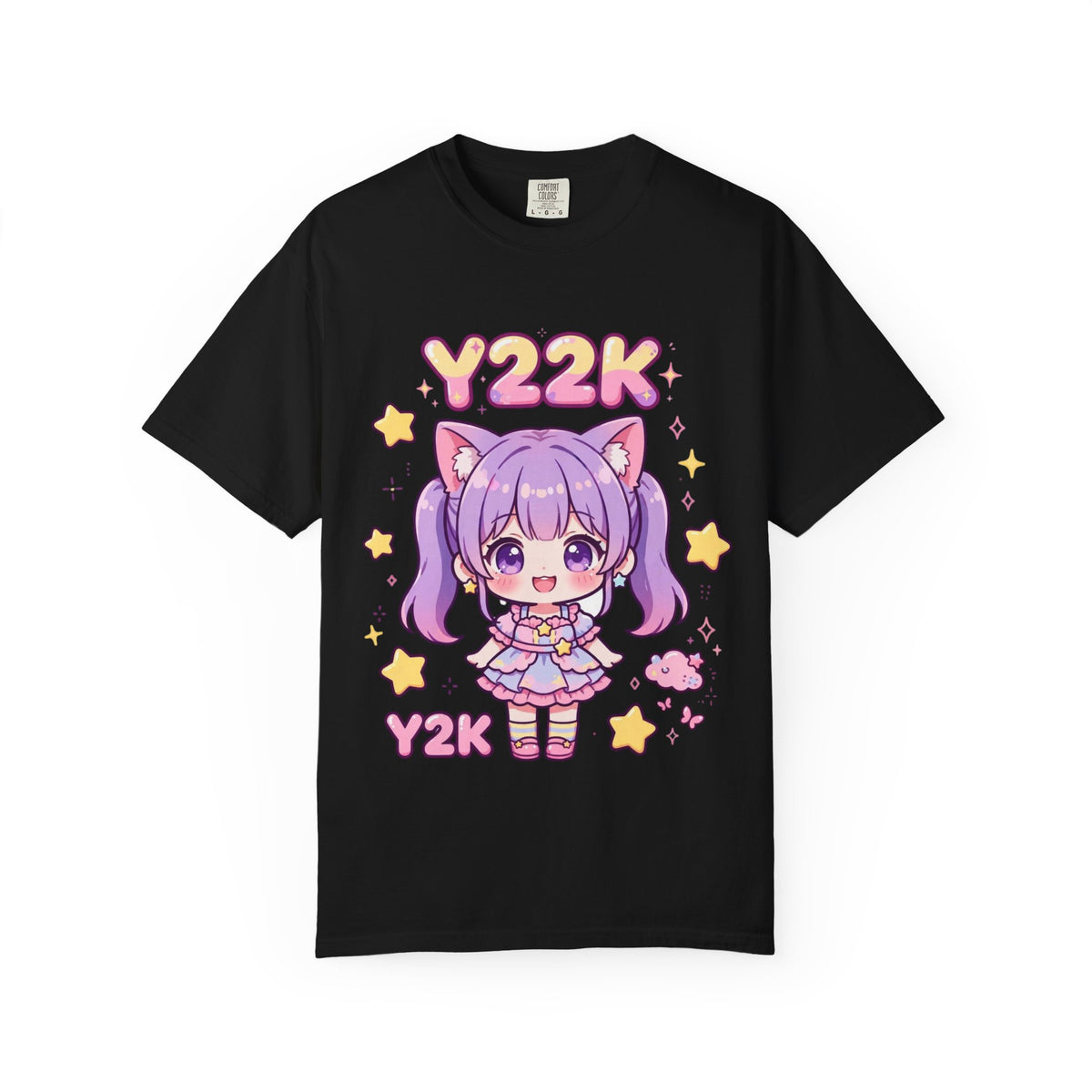 Y2K Anime Catgirl Graphic T-Shirt – Pastel Chibi Kawaii Tee | Heavyweight Cotton Y2K Streetwear