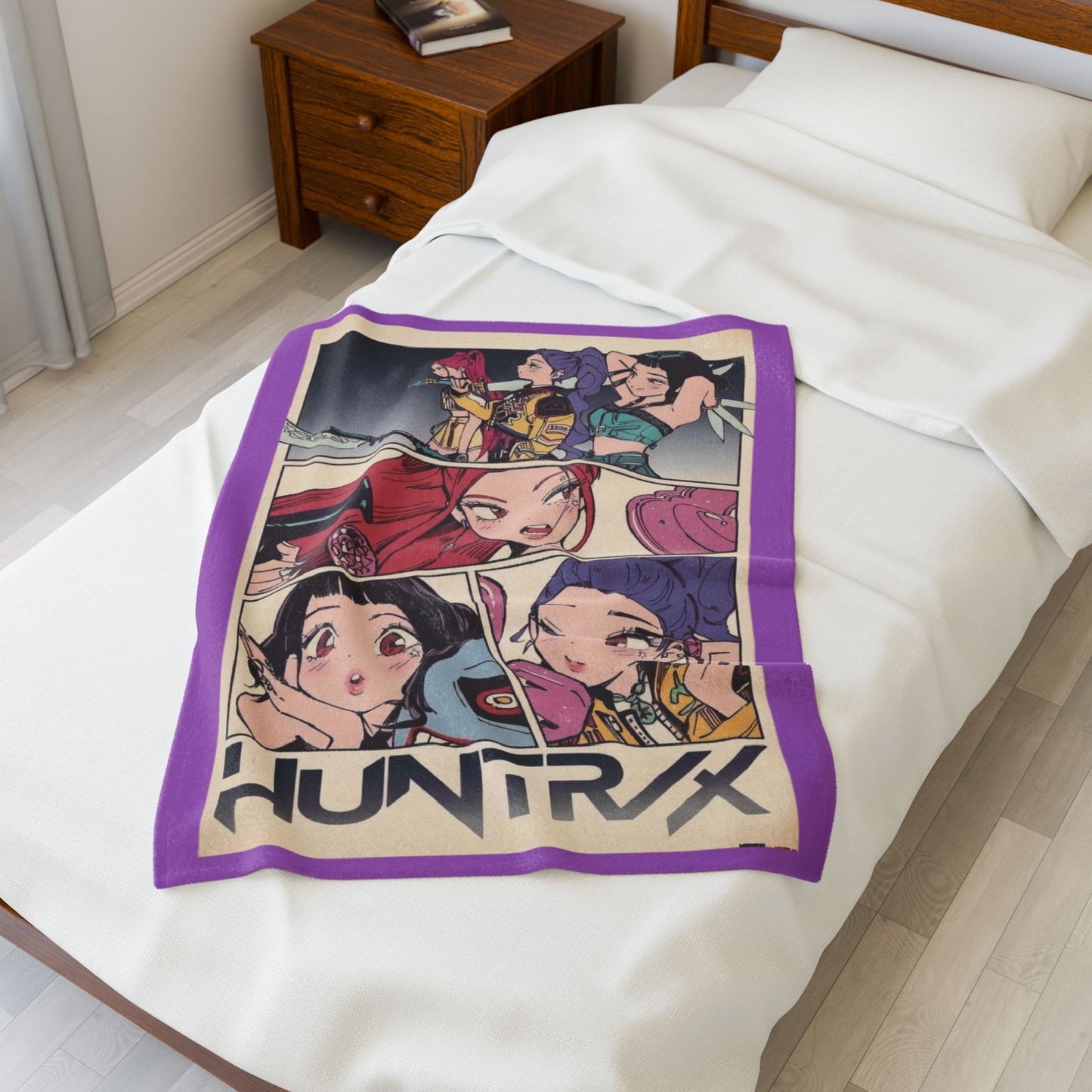 Kpop blanket, kpop art Velveteen Plush Blanket — Kawaii Comic Panel Throw