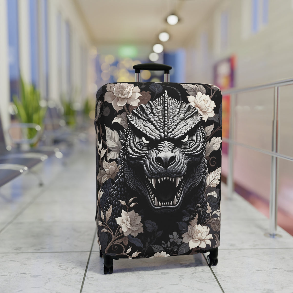 Giant Monster Face Luggage Cover - Bold Travel Gift for Him or Her