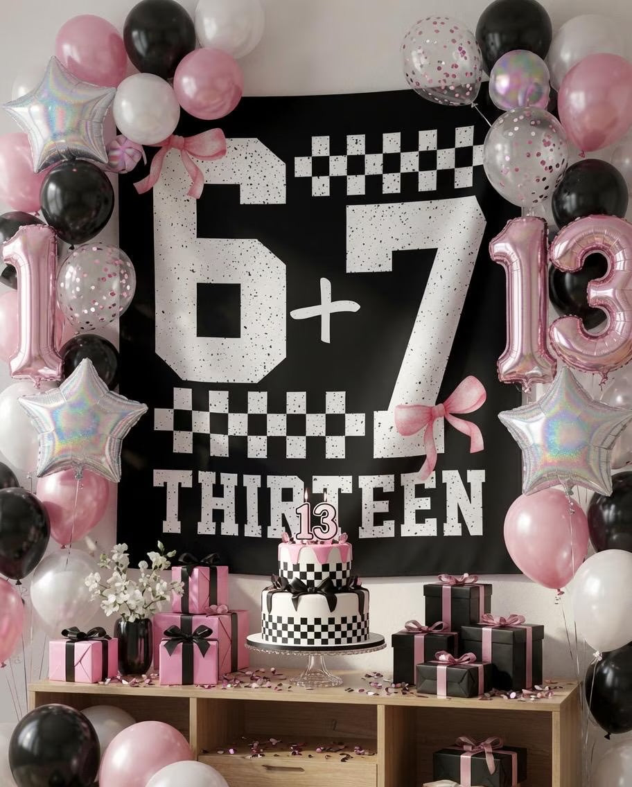 6 7 birthday banner 13th birthday decorations for girls viral meme
