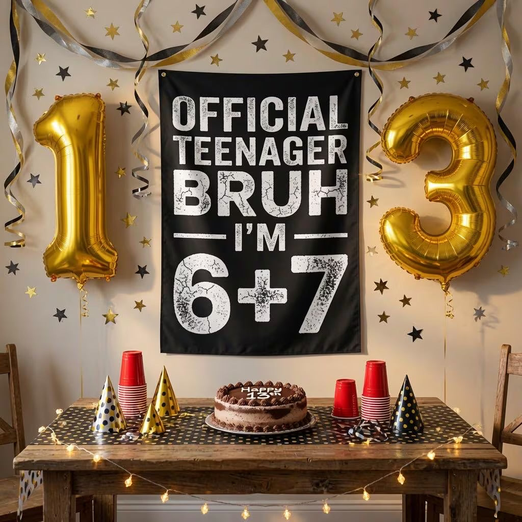 13th birthday party banner, Happy Thirteenth Birthday decorations