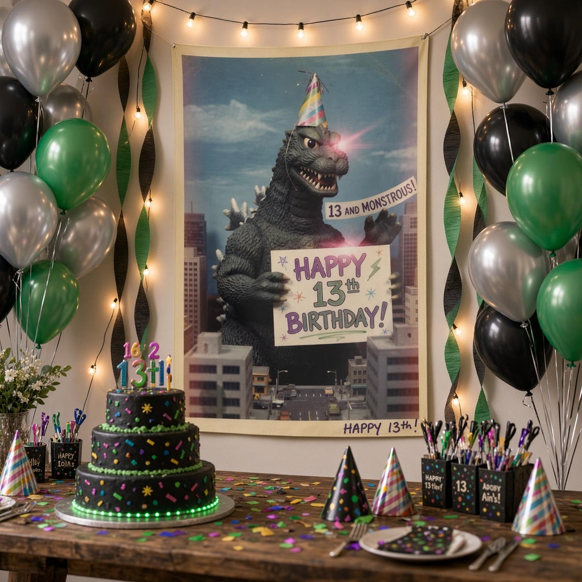 13th birthday decorations funny monster wall tapestry banner 26x36