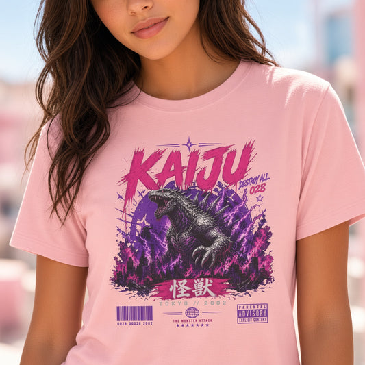 Y2K Graphic T-Shirt Youth - Retro 2000s Giant Monster Tee, Vintage Creature Streetwear Shirt for Kids