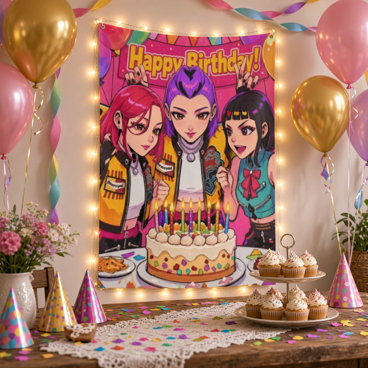 Kpop birthday party banner decorations 
